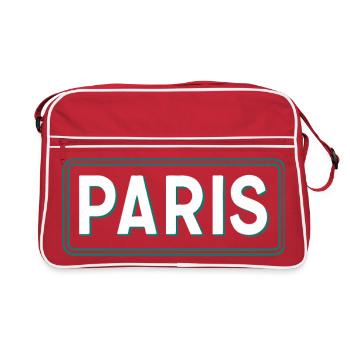 Paris Line Art Panel Green White - Retro Bag - red/white - Front
