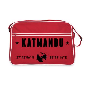 Katmandou, Népal, coordonnées : planète Terre - Sac Retro - rouge/blanc - Devant