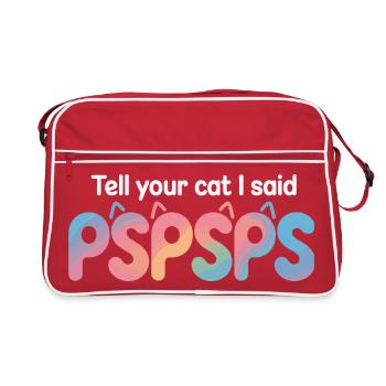 Cat Tell Your Cat Pspsps Cat Mum Meow Cats - Retro Bag - red/white - Front