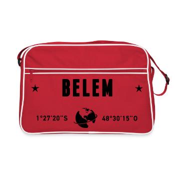 Belem Brazil Coordinates Gps Globe - Retro Bag - red/white - Front