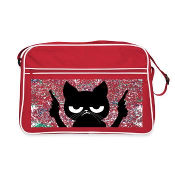 Cat with guns - Retro Bag - red/white - Front