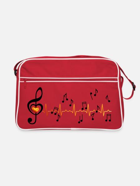 Motiv_Musik - Retro Tasche - Rot/Weiß