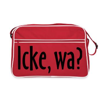 Berlin Spruch: Icke, wa? - Retro Tasche - Rot/Weiß - Vorne