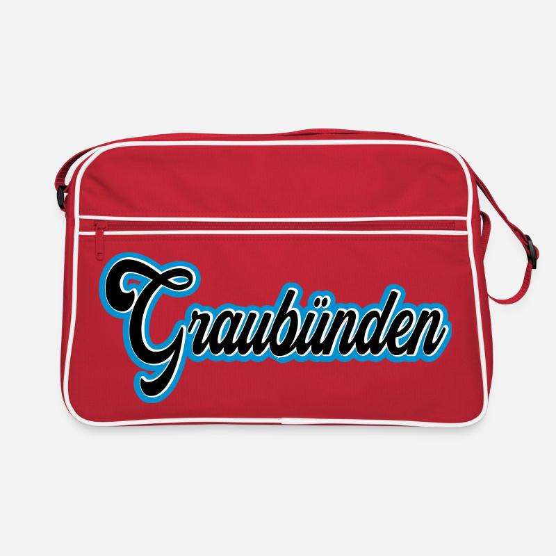 Graubünden Script mit Blau Outline Retro Tasche