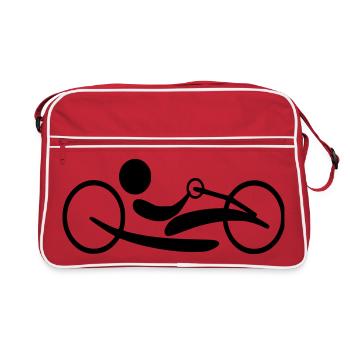 Reclining handbike for sports wheelchair user * - Retro Bag - red/white - Front