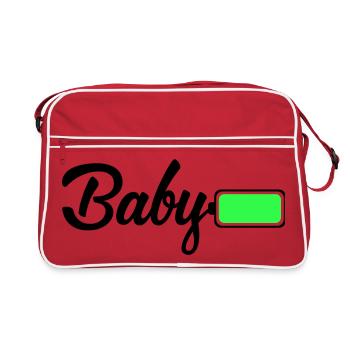 Neon Lime Abstraktes Block-T-Shirt - Retro Tasche - Rot/Weiß - Vorne