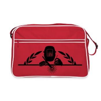Welder logo transparent with half laurel wreath - Retro Bag - red/white - Front