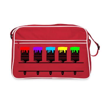 Coloured paintbrushes with blank recess - Retro Bag - red/white - Front