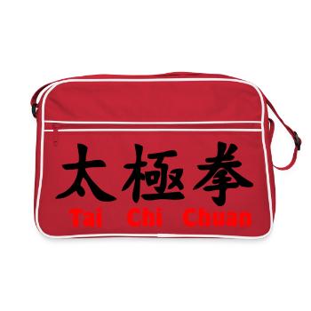 Script Tai Ji Quan horizontal avec texte rouge - Sac Retro - rouge/blanc - Devant