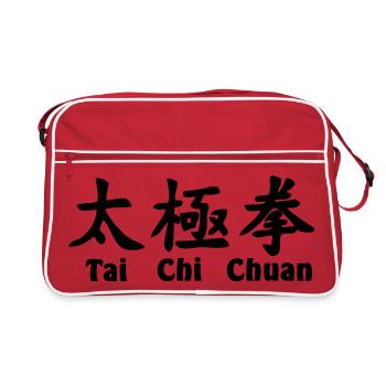 Script Tai Ji Quan horizontal avec texte - Sac Retro - rouge/blanc - Devant