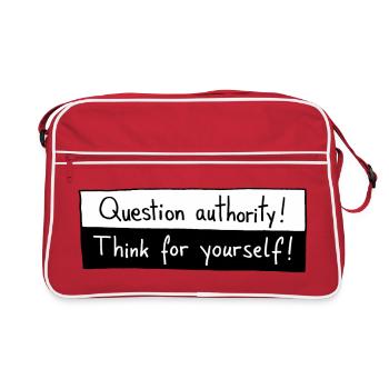 Question authority! Think for yourself! - Sac Retro - rouge/blanc - Devant
