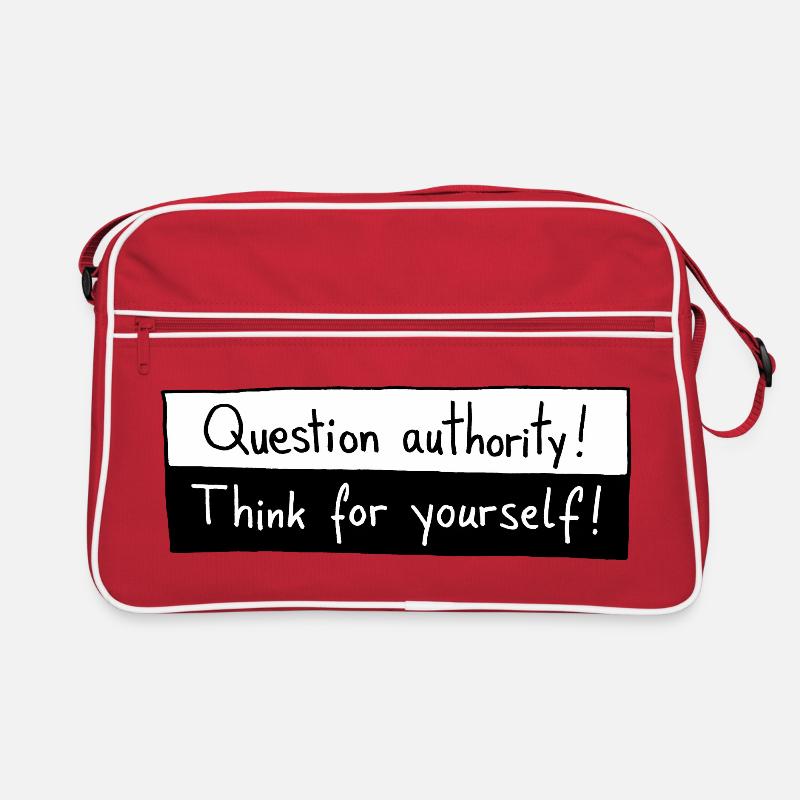 Question authority! Think for yourself! - Retro Bag - red/white