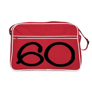 60. 60 YEARS. 60th ANNIVERSARY. 60TH BIRTHDAY. - Retro Bag - red/white - Front