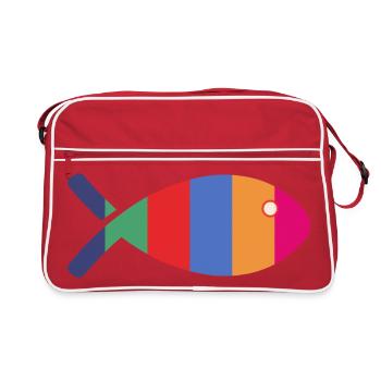 POISSON. SARDINE. POISSON D'AVRIL. MER. OCÉAN. NAT - Sac Retro - rouge/blanc - Devant