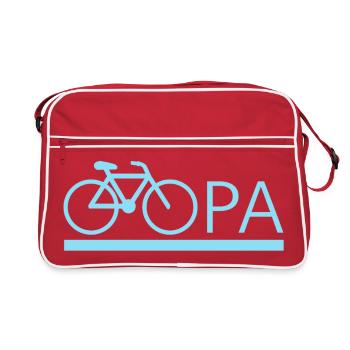bester Opa Fahrrad Mountainbike Radeln Kritzeln - Retro Tasche - Rot/Weiß - Vorne