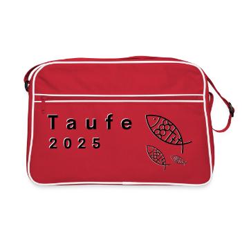 Baptism 2025 Pisces 3 Crosses Clear Landscape - Retro Bag - red/white - Front