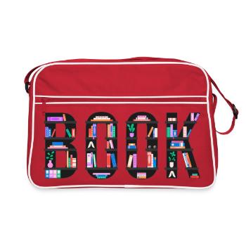 Book Spelled with Bookshelves, Reading and Literat - Retro Bag - red/white - Front