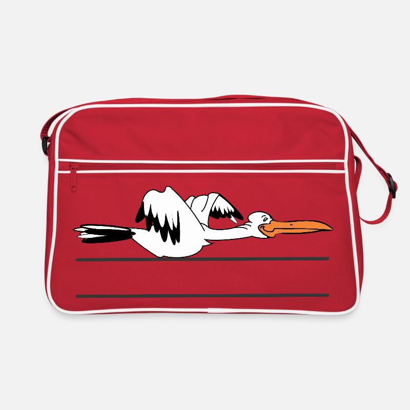 Storch mit Banner – Text selber hinzufügen Retro Tasche