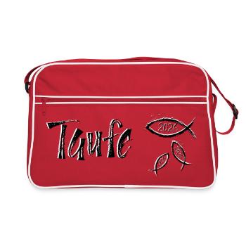 Baptism 2026 with 3 fish swimming brushstroke - Retro Bag - red/white - Front