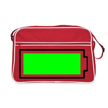 Neon Green Block Design Battery Full Energy - Retro Bag - red/white - Front