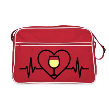 Wein Weinglas Herz Weißwein - Retro Tasche - Rot/Weiß - Vorne