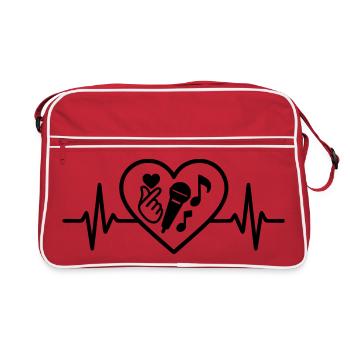 K-pop Heart Finger Heart Micro Music - Retro Bag - red/white - Front