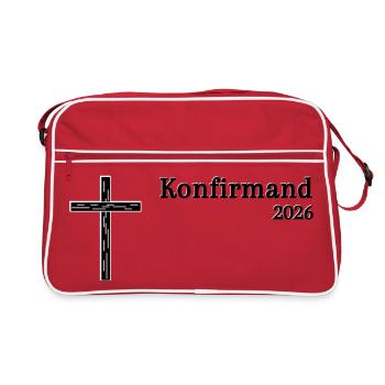 Confirmation 2026 Confirmation Simple Wooden Cross - Retro Bag - red/white - Front