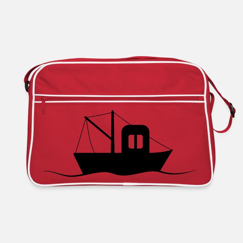 Silhouette de cotre de pêche, petit navire Sac Retro