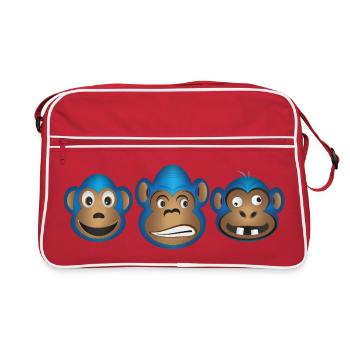 Blue Monkey Trio Expressions - Retro Tasche - Rot/Weiß - Vorne