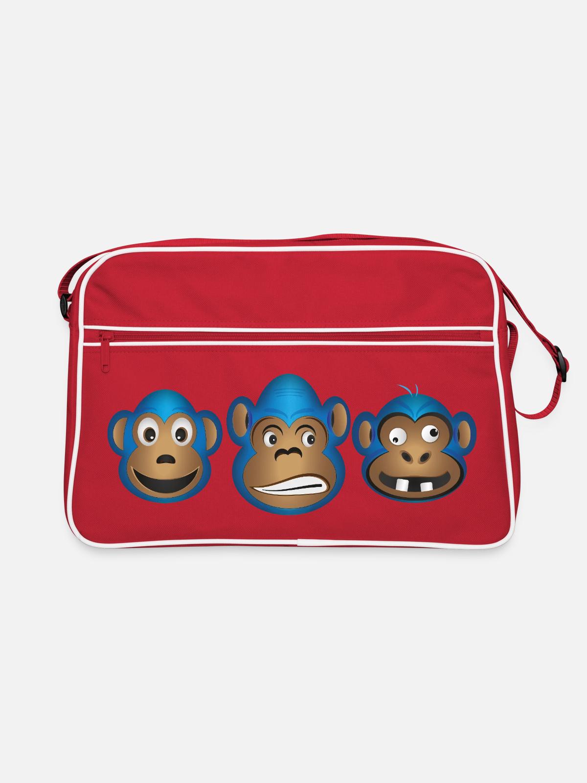 Blue Monkey Trio Expressions - Retro Bag - red/white - Front