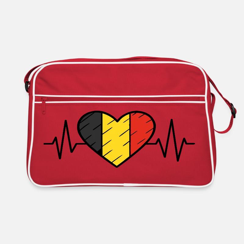 Drapeau belge Heartbeat Line Belgian Pride Design Sac Retro