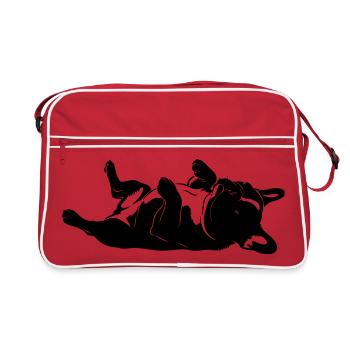 Chien allongé sur le dos - Sac Retro - rouge/blanc - Devant