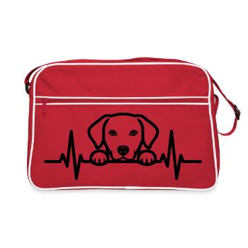 Battement de cœur de chien – Dessin linéaire pour animaux de compagnie et amoureux des chiens - Sac Retro - rouge/blanc - Devant