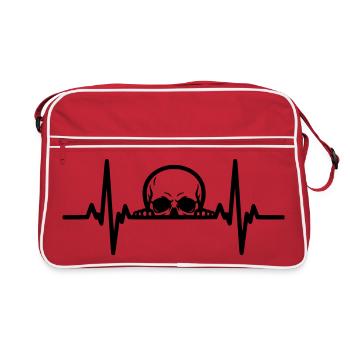 Skull Heartbeat – Gothic & Rock Lineart - Retro Bag - red/white - Front