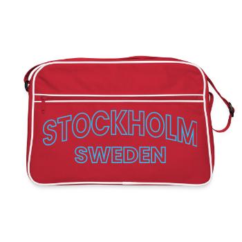 Stockholm, Schweden Neon-Umriss - Retro Tasche - Rot/Weiß - Vorne