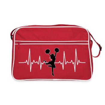 ECG du battement cardiaque des pom-pom girls - Ligne de vie des pom-pom girls - Sac Retro - rouge/blanc - Devant