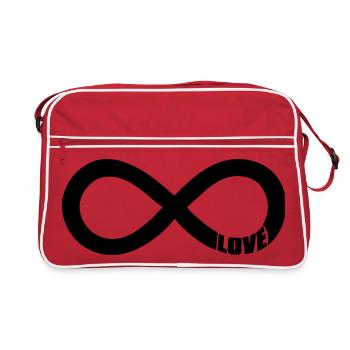 Infinity Love Symbol – Schwarz - Retro Tasche - Rot/Weiß - Vorne