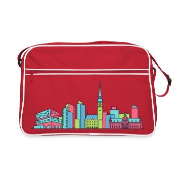 Silhouette de la ville de Hambourg Speicherstadt Art en ligne - Sac Retro - rouge/blanc - Devant