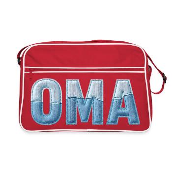Granny Denim Lettering Patchwork Trend - Retro Bag - red/white - Front