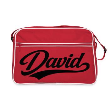 David, Name erst, letzte Familiengeschenke - Retro Tasche - Rot/Weiß - Vorne