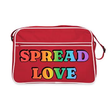 Spread Love Rainbow Bold Typography - Retro Bag - red/white - Front