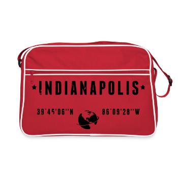 Indianapolis Indiana Coordinates Gps Globe - Retro Bag - red/white - Front