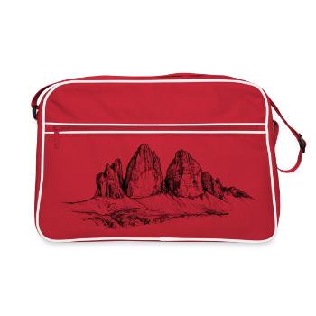 Silhouette des Trois Sommets | Montagne Classique des Dolomites - Sac Retro - rouge/blanc - Devant