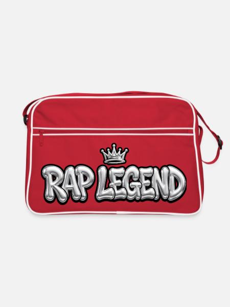 RAP LEGEND - Chrome 3D Bubble Style with Crown - Retro Bag - red/white - Front