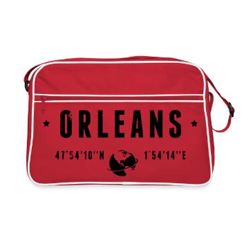 Orleans France Coordonnées Gps Globe - Sac Retro - rouge/blanc - Devant