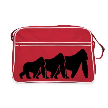 Monkey Silhouettes - Retro Bag - red/white - Front