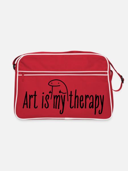 Art is my therapy - Retro Tasche - Rot/Weiß