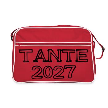 Tante 2027 Schriftzug handgezeichnet - Retro Tasche - Rot/Weiß - Vorne