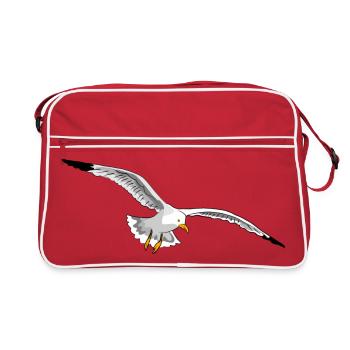 fliegende moewe urlaub fliegen - Retro Tasche - Rot/Weiß - Vorne