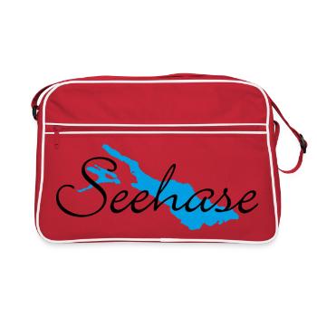 Seehase vom Bodensee für helle Shirts - Retro Tasche - Rot/Weiß - Vorne